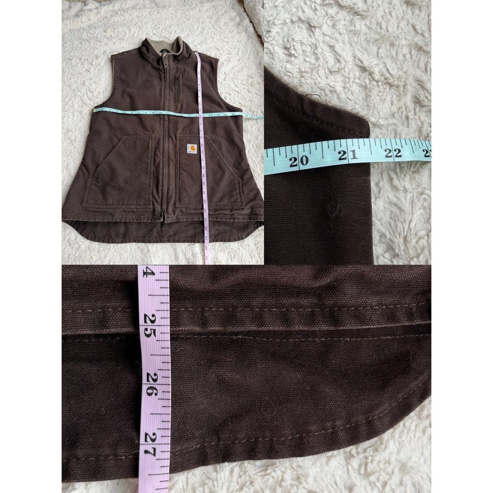 Carhartt Sandstone Mock Neck Sherpa Lined Vest Dark Brown WV001 Vintage Y2K L - Picture 5 of 15